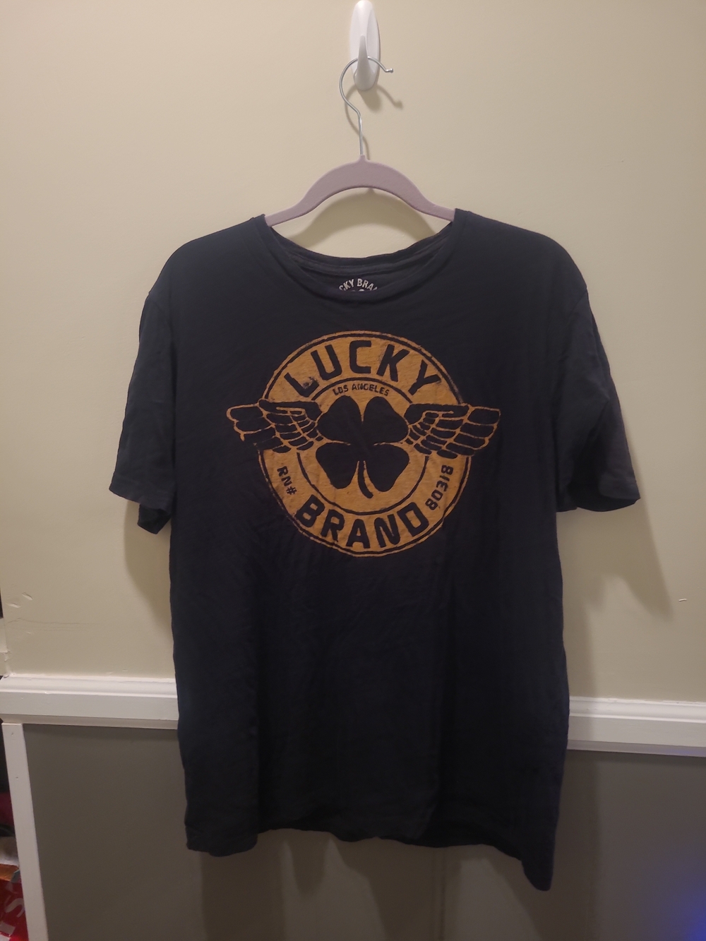 Lucky Brand Men's Black Graphic Logo Short Sleeve T-Shirt XL